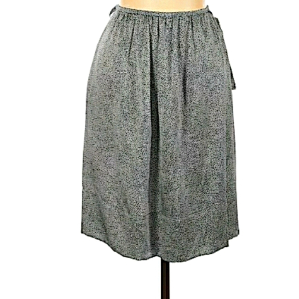 Akris Punto Work Gray and Black Belted Silk Skirt